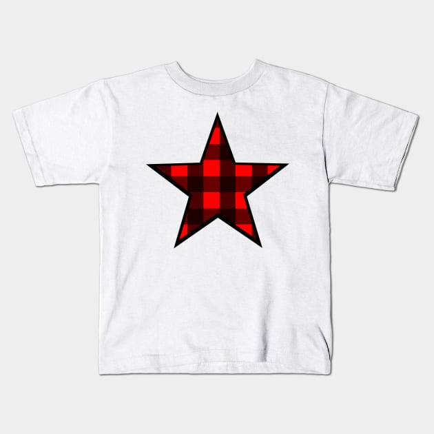 Classic Buffalo Plaid Star Kids T-Shirt by bumblefuzzies